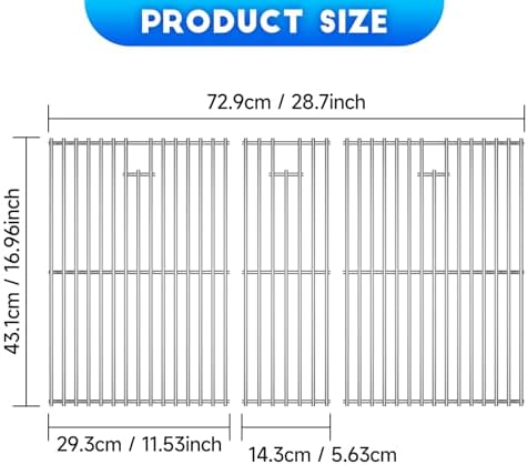 3pcs Stainless Steel Cooking Grates for Nexgrill, 16.96'' x 28.7'' - Image 2