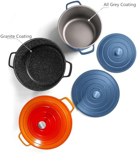 Large Dutch Oven Pot with Lid-7.5QT Cast Aluminum Oven Pot with Two Handles Lightweight for Bread Baking Braising and Roasting(Blue) - Image 3