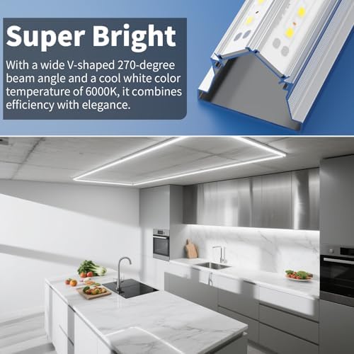 2-Pack T8 LED Shop Light 4FT, 42W 6300 Lumen 6000K Cool White, 4 Years Warranty, Linkable and Plug and Play Lights for Garage Ceiling Workshop Commercial Lighting - Image 4
