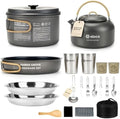 ALOCS 20pcs Camping Cookware Mess Kit, Camping Pots and Pans Set by Alocs