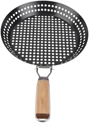 Mingzhe Non Stick Grill Skillet Pan with Wooden Handle for Outdoor Barbecue Cooking Metal 30.5cm - Image 2