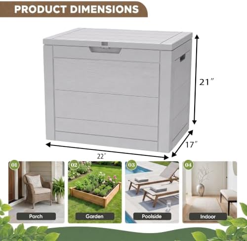 35 Gallon Outdoor Storage Box Waterproof, Deck Boxes Outdoor, Grey - Image 7