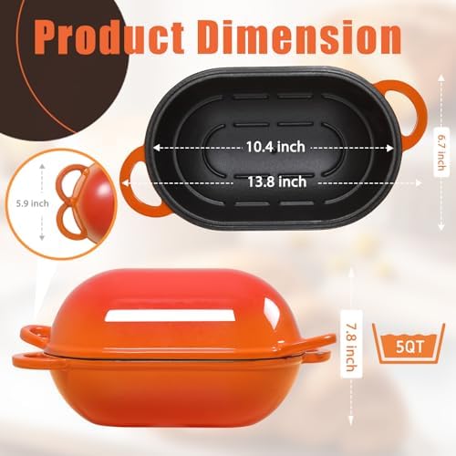 5 QT Enameled Cast Iron Sourdough Bread Oven, Loaf Pan with Lid - Image 3