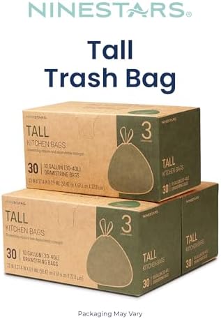 Ninestars Extra Strong Trash Bags with Drawstring, Multiple Sizes 90 Count, Kitchen Drawstring trash bags 90 Trash Bags (10 Gallon 90 ct White) - Image 6