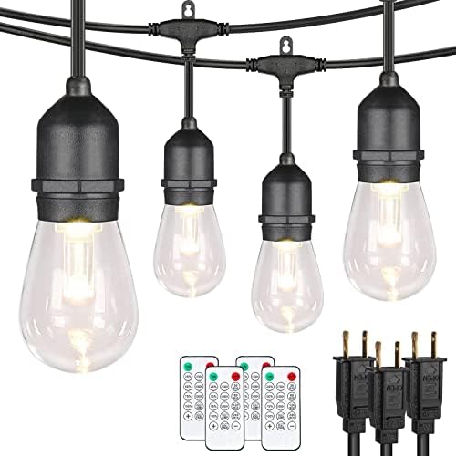 Mlambert 144FT(3x48FT) 3 Colors LED Outdoor String Light with Remote, Black by Mlambert