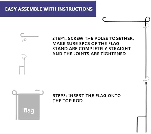 YEAHOME 2PC Premium Garden Flag Stand Holder, Weather-Proof Metal Powder-Coated Flagpole for American, Christmas, Winter, Birthday Flags - Image 6