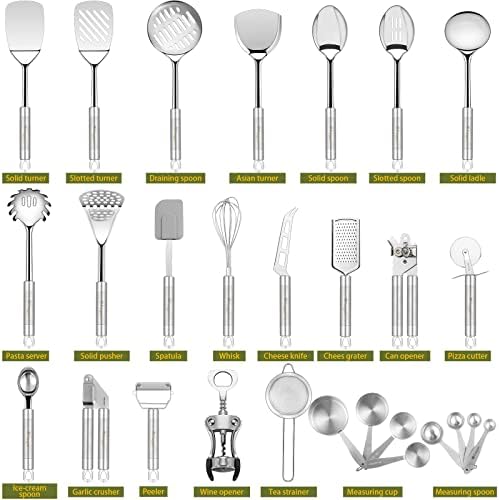 Stainless Steel Kitchen Utensil Set- Fungun 28 Pcs Cooking Nonstick Cookware Set with Spatula - Best Gadgets Tools Kitchen Accessories - Image 2