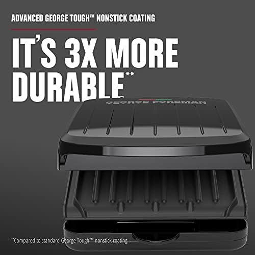 George Foreman Compact 2-Serving Electric Indoor Grill and Panini Press for 1–2 People, Classic Plates, Black - Image 6