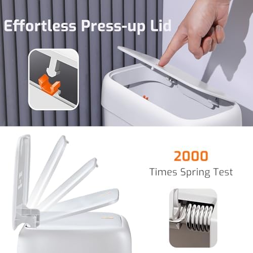 Small Bathroom Trash Can with Lid 3.2 Gallon Garbage Can with 20 Trash Bags - Image 3