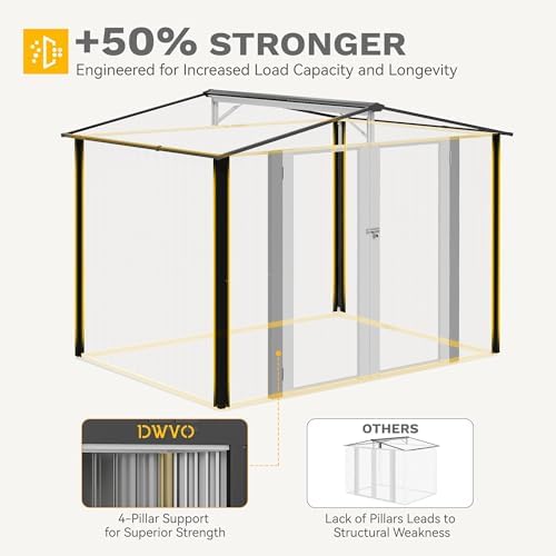 DWVO 7x5ft Metal Outdoor Storage Shed, Waterproof Tool Shed Heavy-Duty Storage Unit with Lockable Door and Vents, Ideal for Bicycles, Tools, Lawnmowers, Backyards, Patios, Lawns - Dark Gray - Image 6