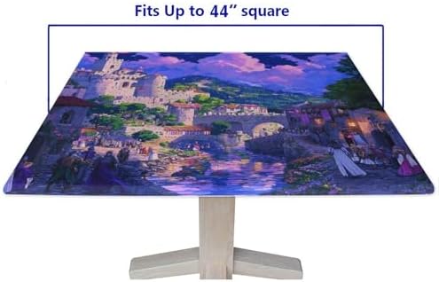 Fitted Tablecloth with Elastic Edge, Medieval Fantasy Pattern Printed on Fade Resistant Patio Dining Table Cover, Use for Kitchen Patio Restaurant, Fit for 44" x 44" Square Tables - Image 5
