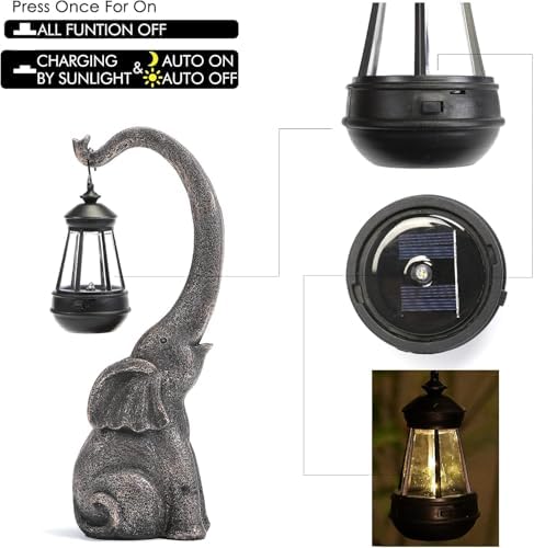 IVCOOLE Elephant Statue, Elephant Garden Statue with Solar Light, Elephant Decor, Outdoor Elephants Statue, Elephants Gifts for Mom - Image 6
