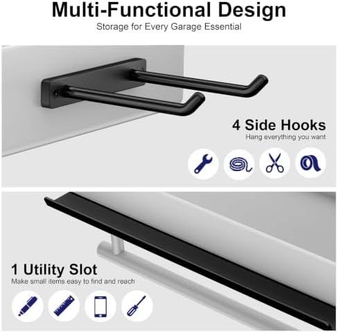 niffgaff Garage Paper Towel Holder with Shelf, Wall Mount | Black - Image 5