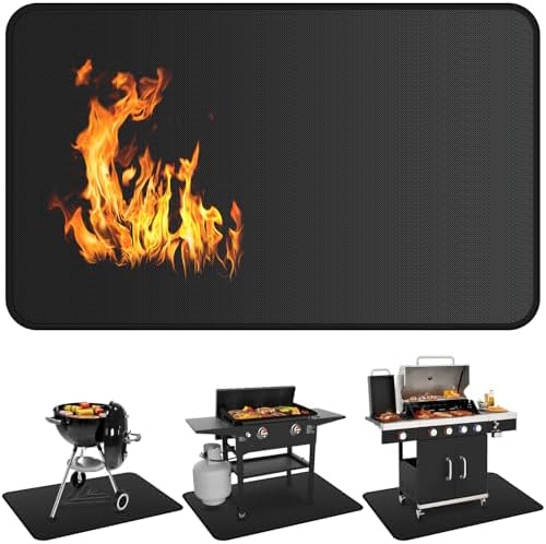 Under Grill Mats for Outdoor Grill - 72 x 39 Inch BBQ Deck Protector by Huchiz