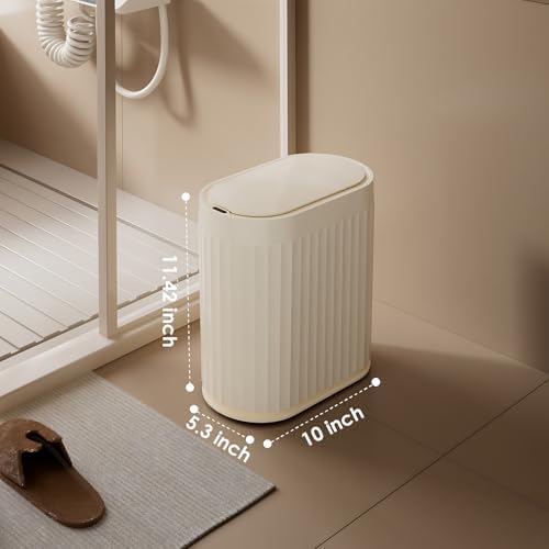 ELPHECO 2 Gallon Sensor Trash Can, Automatic Lid, Beige - Image 2