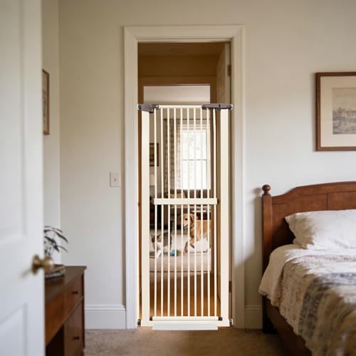 Lumizone 61.02" Extra Tall Pet Gate for Cat Dog 26.38"-30.11" Wide Cream by Lumizone