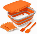 Collapsible BBQ Prep Tub with Lid & Integrated Cutting Board, 16L XL Meat Marinating Basin with Drain Plug, Foldable Grill Prep Station with Heat-Resistant Gloves, Brush & Spatula (X-Large, 16L) by Unknown