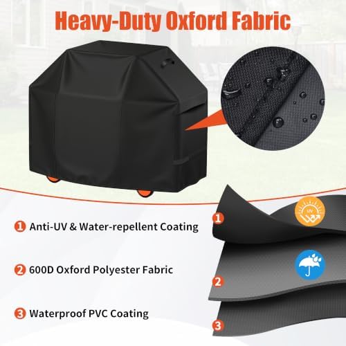 iCOVER Grill Cover 60 inch, BBQ Grill Cover for Outdoor Grill, 600D Heavy Duty Waterproof BBQ Cover, Anti-UV and Rip-Proof Barbecue Cover, Gas Grill Cover for Weber, Char-Broil, Nexgrill, etc - Image 6