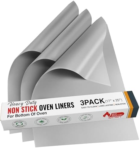 Oven Liners for Bottom of Oven - 17"x 25" Large Heavy Duty Non-Stick 3 Pack by ThreadNanny