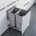 Dowell B18 Aluminum Base Wastebasket Pullout with Door Mount and Two 35Qt/9Gal Plastic Bins (4012 0218+35x2) by DowellKitchenBath
