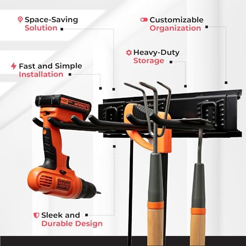 TIDYME Garage Tool Organizer Wall Mount, 32", 2 Racks 4 Hooks, 200 lbs - Image 4