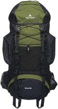 Teton 55L Scout Internal Frame Backpack for Hiking, Camping, Backpacking, Travel, Rain Cover Included, Olive by Teton