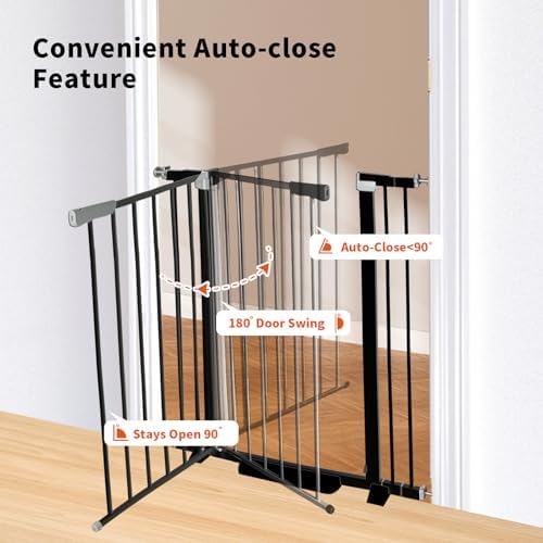 Rgqphantom 41" Tall Safety Pet Gate,Adjustable 29.92"-57.48" Wide(Black) - Image 4