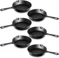 Vesici 6 Pcs Cast Iron Skillet Frying Pans with Drip-spouts Circle Non-stick Frying Skillet Omelette Pan Safe Healthy Cookware for Home Barbecue Kitchen Party Restaurant Catering Service (5.5 Inch) by Vesici
