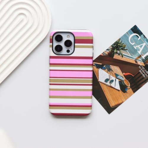 for iPhone 15 Pro Max Case, Magnetic Matte Frosted Dual-Layer Striped Phone Case for Women, Retro Aesthetic Cover Compatible with Mag Safe Accessories - Berry Sage - Image 2