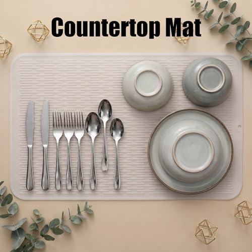 MicoYang Silicone Dish Drying Mat for Multiple Usage,Easy clean,Eco-friendly,Heat-resistant Silicone Mat for Kitchen Counter or Sink,Refrigerator or Drawer Liner Translucent 3XL 28 inches x 18 inches - Image 3