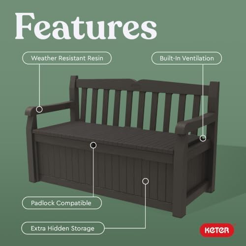 Keter Solana 70 Gal Outdoor Storage Bench for Patio and Pool Accessories - Image 6