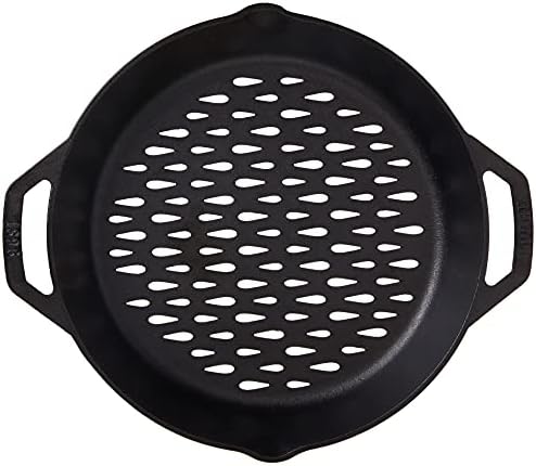 Lodge Pre-Seasoned Cast Iron Round Grilling Basket, 12 Inches - Image 4