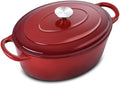 Leonyo 5-Quart Enameled Cast Iron Oval Dutch Oven Pot with Lid, Red by Leonyo