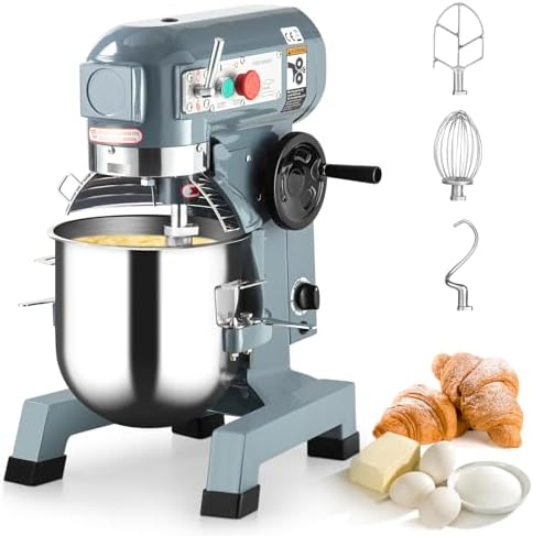 Commercial Food Mixer 20QT, Commercial Mixer with 3 Adjustable Speeds, Dough Mixer Timing Function, Commercial Stand Mixer with Stainless Steel Bowl for Schools Bakeries Pizzerias by Unknown