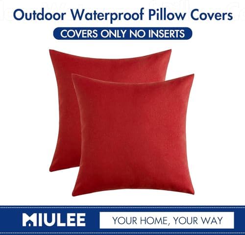 MIULEE Decorative Outdoor Pillow Covers Christmas Euro 22x22 Red - Image 6
