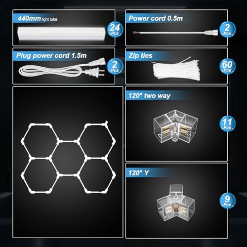 FERUERW Hexagon Garage Lights 5 Hex, App & Remote Control, DIY Color - Image 2