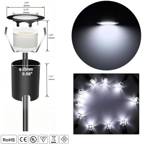 Natural White Recessed LED Deck Light, RNEHON 12V Low Voltage Step Lights with Protecting Shell, Φ1.18 Landscape Lights Outdoor for Garden,Yard Steps,Stair,Patio,Floor,Kitchen Decoration - Image 3