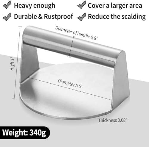 Heavy Duty Stainless Steel Spatula Set - Griddle Scraper & Press - Image 4
