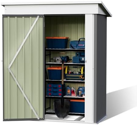 Patiowell 5x3 FT Outdoor Storage Shed with Floor Frame, Small Metal Sheds - Image 6
