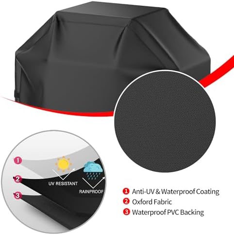 Grill Cover, 52 inch BBQ Gas Grill Cover Waterproof Weather Resistant, Fade Resistant, UV Resistant Material for Most Grills, Black - Image 3