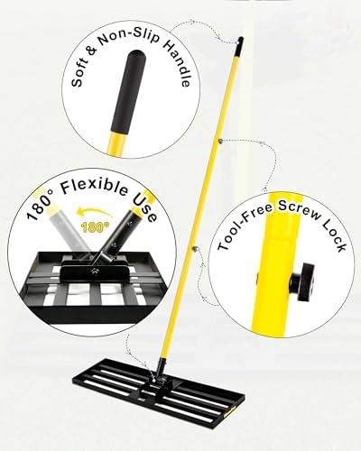 Lawn Leveling Rake, 30"x10" Heavy Duty Sand Leveling Tool with 7FT Long Handle, Steel Golf Rake for Soil, Compost, Gravel, Lawn Leveler for Yard, Garden, Golf Course, Landscaping Level Tool - Image 5