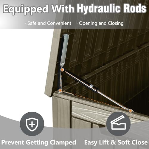 KAMABOKO 100 Gallon Outdoor Storage Box Waterproof Deck Box for Patio - Image 5