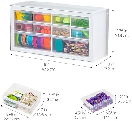 IRIS USA 10-Drawer Organizer, 2 Pack, Makeup Tool Craft Storage, White - Image 3