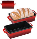 Northriver Casting 9x5 Inch Enameled Cast Iron Loaf Pan with Lid, Perfect Bread Baking Pan | Even Heat Distribution for Homemade Bread, Cake, Meatloaf，2 Piece set，Red by NorthriverCasting
