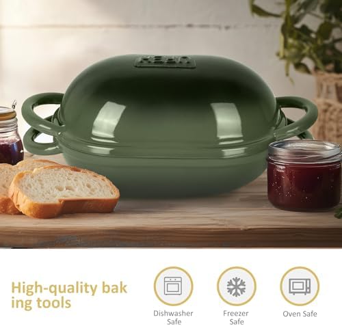 Dutch Oven for Bread Baking – Premium Cast Iron Pot with Lid – Perfect for Sourdough, Artisan Loaves & No-Knead Bread – 2 QT / 1.9L (Enameled, Round, Oven & Stovetop Safe), Green - Image 2