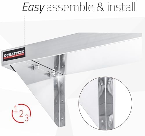 DuraSteel Stainless Steel Shelf - 72 Inch Wide x 12 Deep Commercial NSF Mounted Metal Wall Shelf Pantry Organizer Garage Storage Shelves - Rack Shelving Restaurant Kitchen Units Laundry Utility Room - Image 6