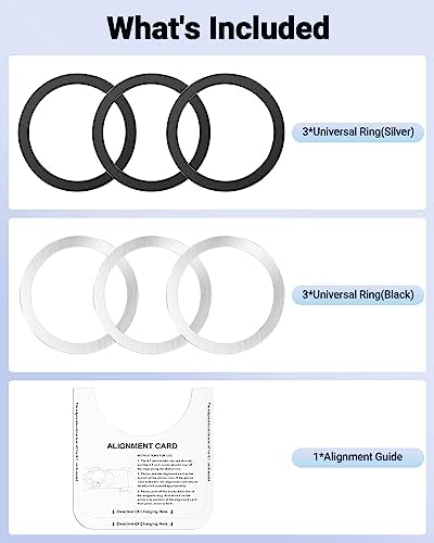 KALAPOP Magnetic Wireless Charging Magsafe Ring-6 PCS,Ultra-Thin(0.4mm) Magsafe Sticker,Compatible with iPhone 18 pro/17/Air/16/15/14/13,Samsung Galaxy,Google Pixel,Magsafe Accessories-3Black&3Silver - Image 7