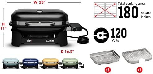Weber Lumin Compact Outdoor Electric Barbecue Grill, Light Blue - Great Small Spaces such as Patios, Balconies, and Decks, Portable and Convenient - Image 3