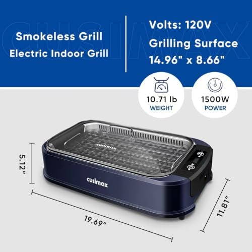 Indoor Grill CUSIMAX Electric Smokeless Grill Portable Korean BBQ, Blue - Image 6