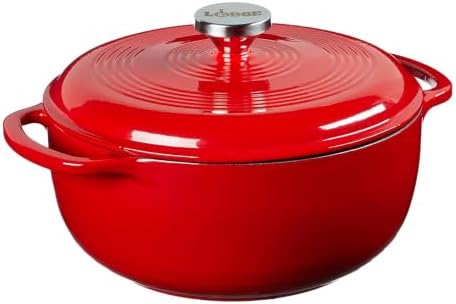 Lodge Essential Enamel Cast Iron Dutch Oven, 4.5 Quart, Solid Red by Lodge